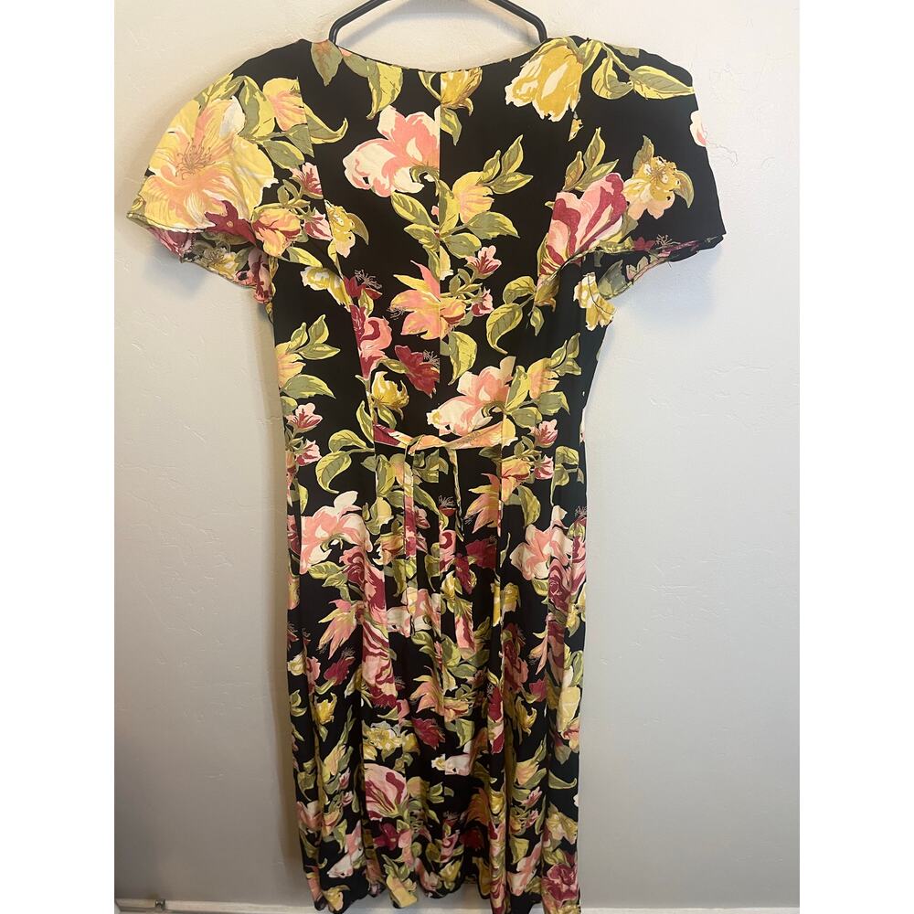Vintage 90's Floral Cottagecore Short Sleeve Midi Length Romantic Dress Size M - Picture 10 of 10